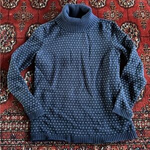 Karen Scott Deep Blue Nordic Ribbed Sweater, Cotton. Size small